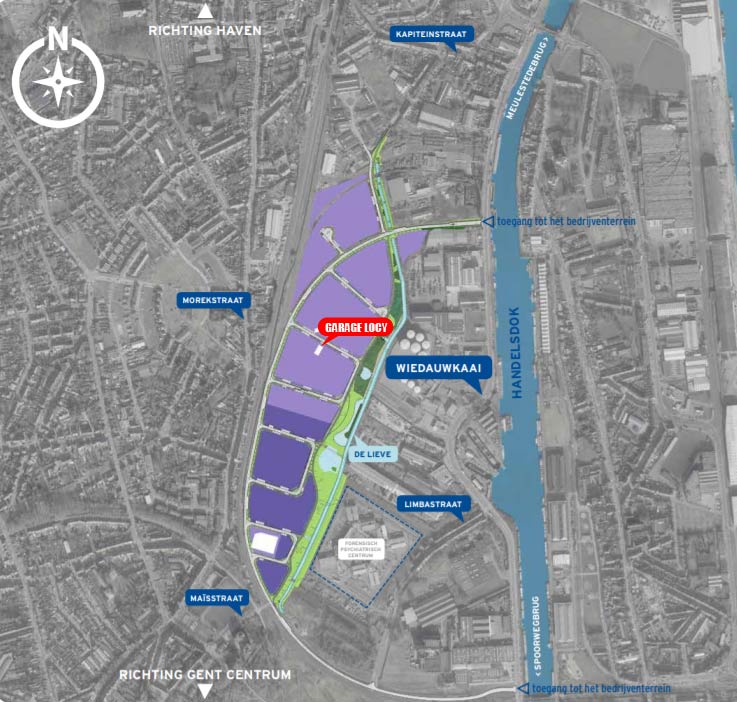 Kaart van industriezone Wiedauwkaai